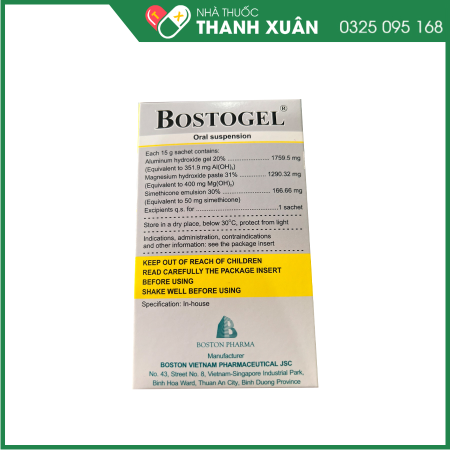 Bostogel thuốc trung hòa acid dạ dày, giảm đầy bụng, khó tiêu